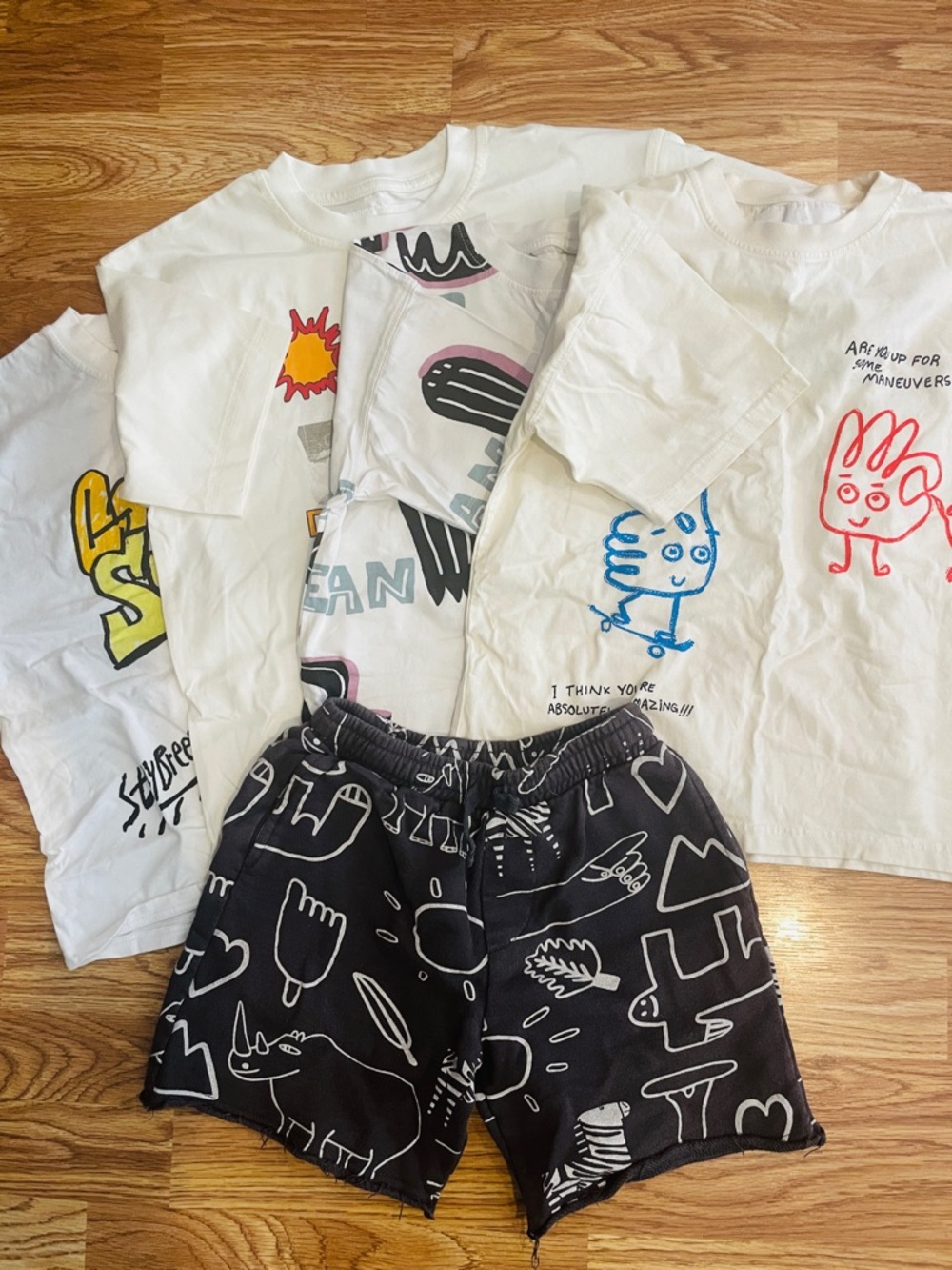 Zara White Graphic Kids Matching Set